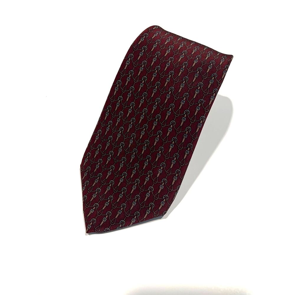 Vintage Celine Paris Men’s Silk Necktie Red Gold JL